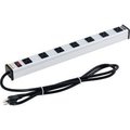 Global Equipment Surge Protected Power Strip, 7 Outlets, 15A, 450 Joules, 6' Cord LTS-7H650-6ft-SP